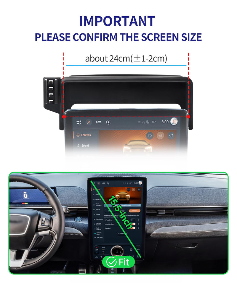 Auto Clamp Car Phone Holder for Ford Mustang Mach-E 2021-2026, 15.5" Screen | Universal Mechanical Clip Cell Phone Mount Accessories Fit iPhone Android,Automobile Cradle GPS Dashboard Navigation Bracket