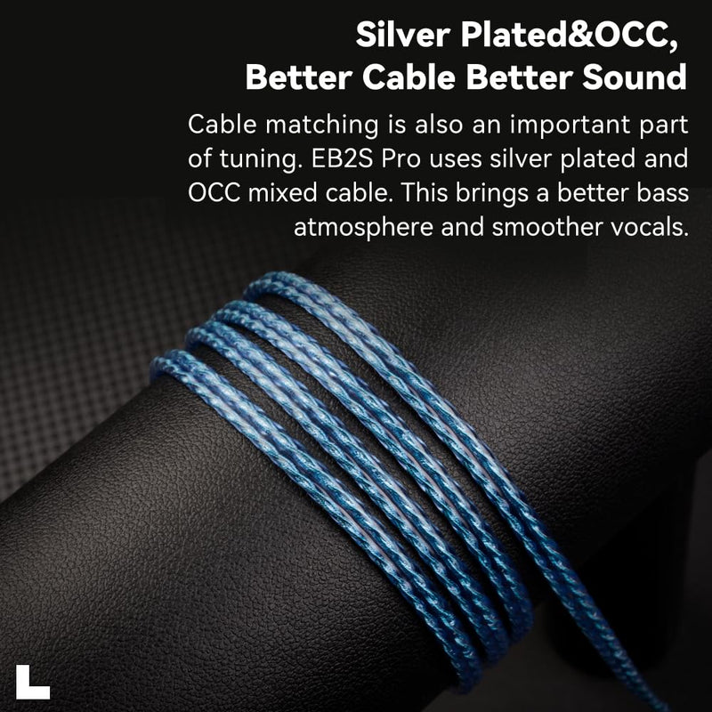 NICEHCK EB2S Pro 4.4mm Balanced Earbuds No Mic 15.4mm Dynamic Headphones | 15.4mm LCP dynamic driver;silver-plated OCC cable; balanced 4.4 plug; comfy marine blue pure HiFi earbud for balanced DAPs 4.4mm no Mic blue03