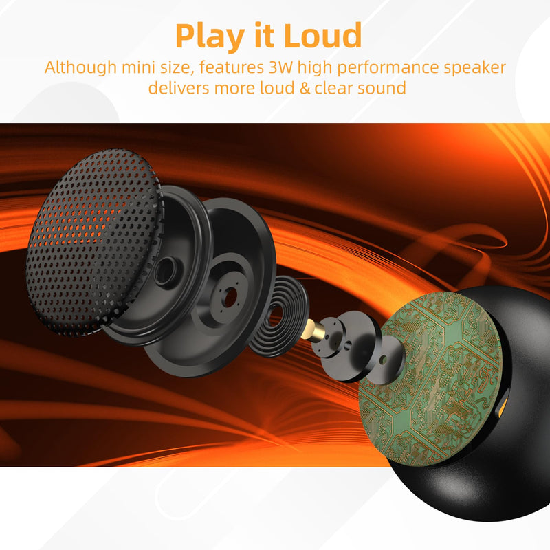[AUSTRALIA] - 2Pack Portable Mini Speaker, Bluetooth Tiny Speaker,Wireless Micro Speaker for Phone/PC/Tablet, Rechargeable Battery, Built-in Microphone, Cute Mini Speaker with Strap to Carry, Black 