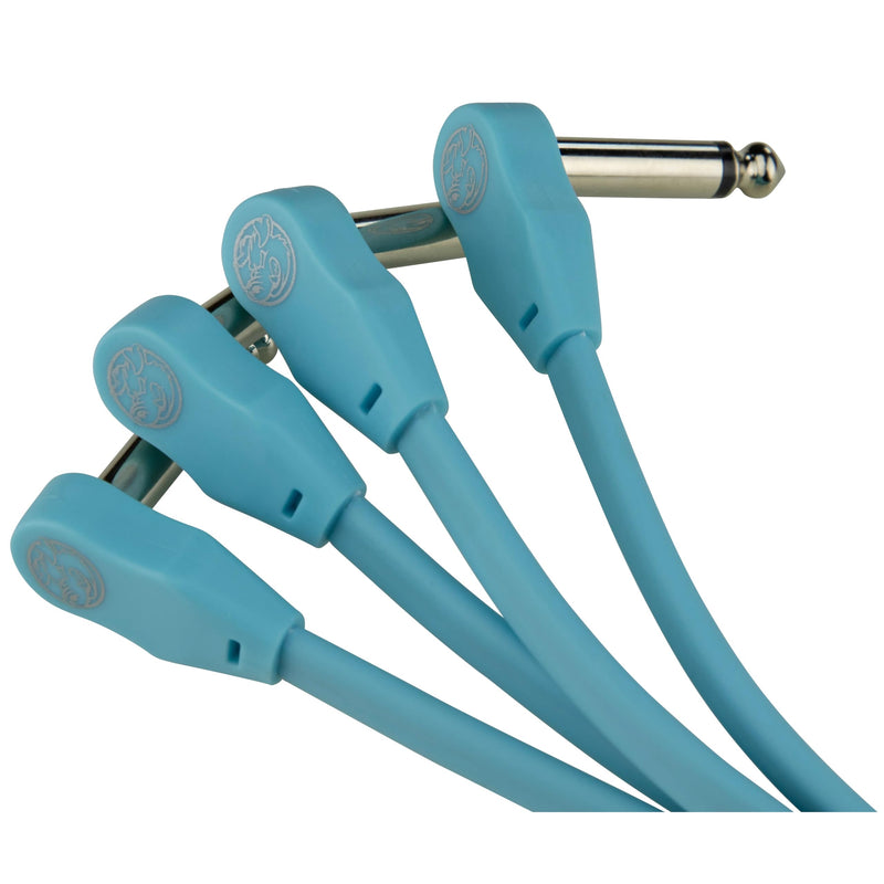 Pig Hog Lil Pigs 6 in Low Profile Patch Cables 4 Pack, Daphne Blue