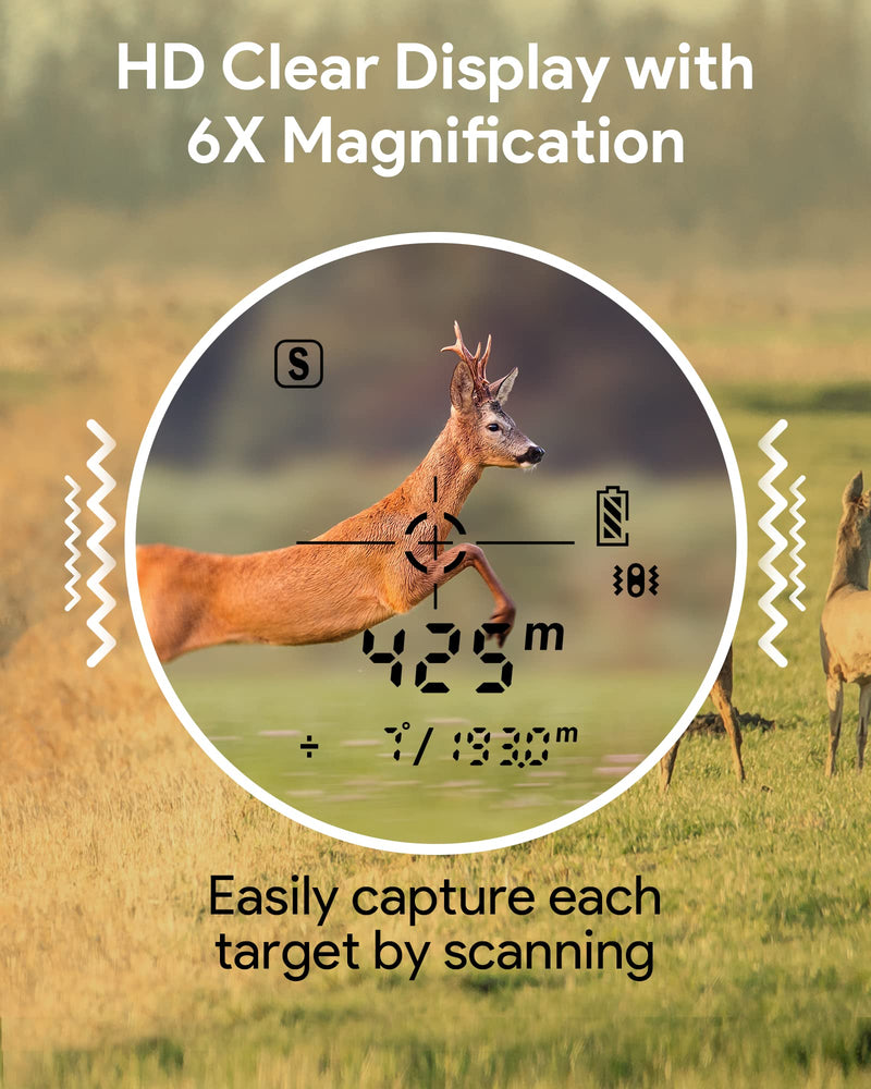 [AUSTRALIA] - Hunting Rangefinder, Heartgon 1200 Yards Rechargeable Rangefinder for Hunting, 6X Magnification, High-Precision Continuous Scan/Distance/Angle/Speed Waterproof Bowhunting Rangefinder 