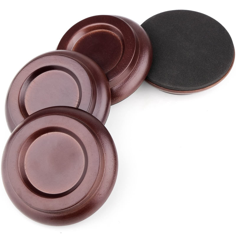 Upright Piano Caster Cups,Eison Solid Sapeliwood Piano Caster Piano Leg Floor Protectors with Non-Slip & Anti-Noise Foam for Hardwood Floor (Dark Brown) Dark Brown