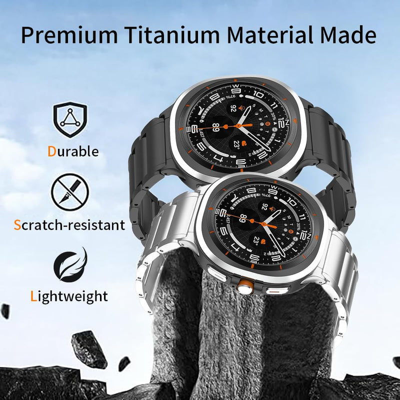 Titanium Band for Galaxy Watch Ultra 2 47mm 2026,No Gap Watchband with Integrated Buckle Replacement Strap Accessory for Samsung Galaxy Watch Ultra 47mm (2026/2025/2024),Black Titanium