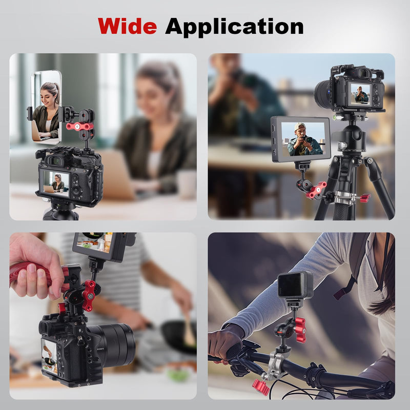 [AUSTRALIA] - 20mm Ball Head Hot Shoe Adapter for Camera Magic Arm, CNC Aluminum Alloy Quick Release Mount with Anti-Slip Ring for DSLR Rig/Gimbal Handle/Riding Filming(62008 Hot Shoe Mount Ball Head) 62008 