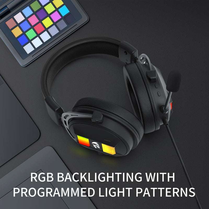 Redragon H375 Wired Gaming Headset, 53mm Drivers 7.1 Surround Sound, Detachable Noise Cancelling Mic, USB Computer Headset with RGB, Lightweight Design for PC/Laptop/PS4 | 53mm Driver, Removable Noise Cancelling Microphone, Lightweight Design, Compatib...