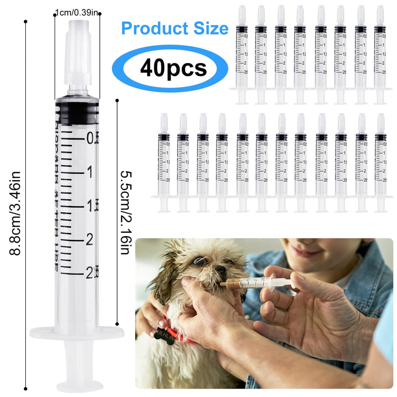 40 Stück Spritzen 2.5 ml, Einwegspritzen Ohne Nadel Kolostrum Spritze Dosierspritze Flüssigkeitsmaß Spritzen für wissenschaftliche Gießen, Nachfüllen, Füttern von Haustieren