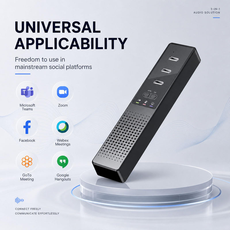3 in 1 USB Wired Speaker with Microphone,Conference Speakerphone for PC & Laptop,360° Voice Pickup, Plug and Play, Computer Speaker for Zoom, Teams, Skype, Home Office & Online Meetings 2