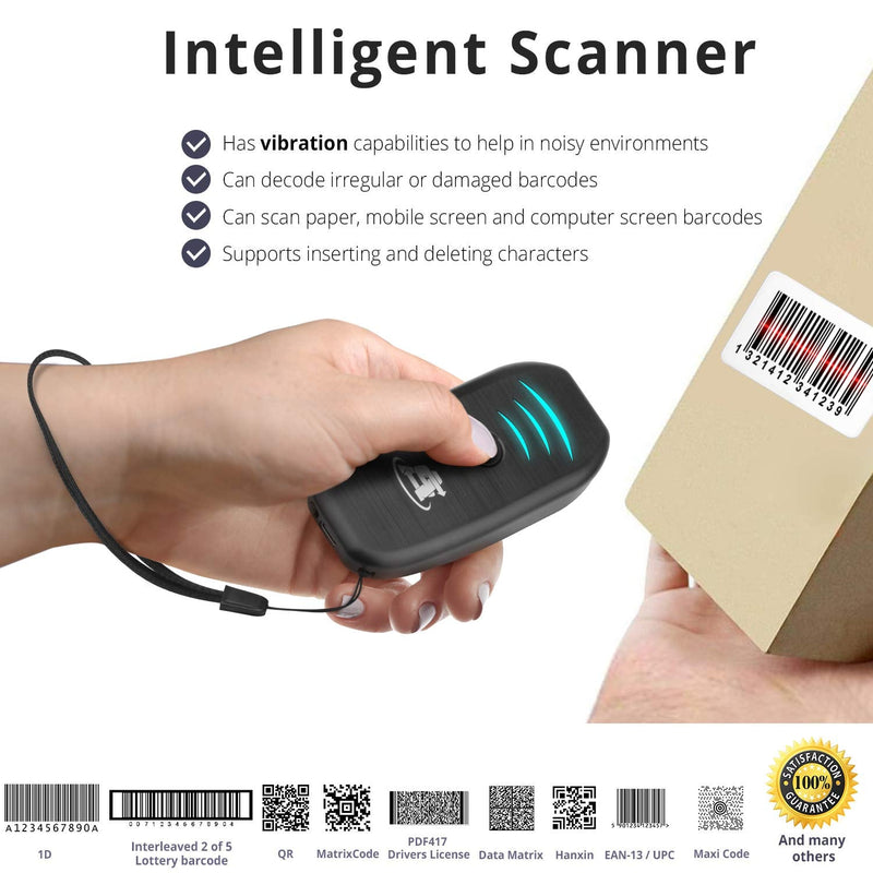 ScanAvenger Portable Mini-Wireless Bluetooth Barcode Scanner: Hand Scanners - Cordless, Rechargeable 1D & 2D Scan Gun for Inventory Management Wireless, Handheld USB QR (1D&2D Mini Barcode Reader) 1D&2D Mini Barcode Scanner
