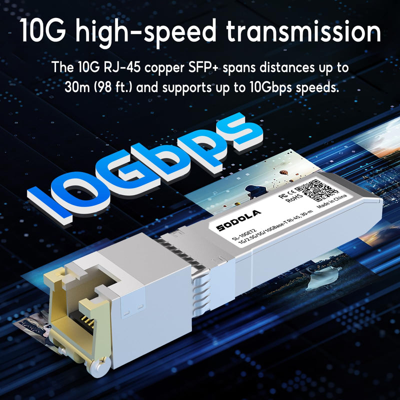 SODOLA SFP Module | 10G SFP+ RJ-45 Copper Transceiver for SODOLA,SFP to Ethernet,Plug and Play,Hot Pluggable,Up to 30m Distance Copper SFP Module