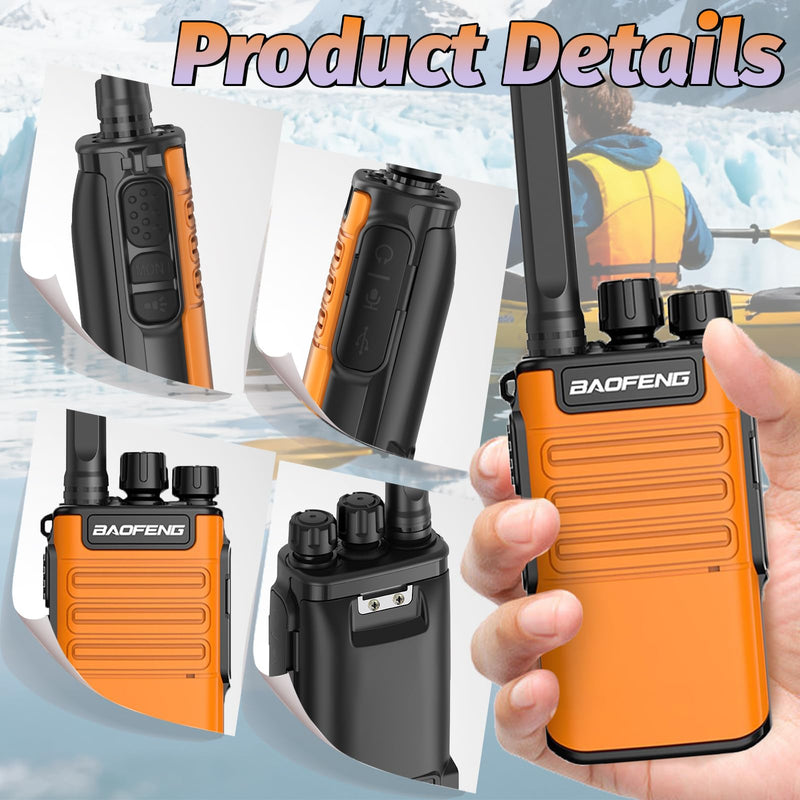 Walkie Talkies Long Range for Adults with Earpieces Rechargeable Waki Taki | USB-C,Flashlight,VOX,1500mAh,Frs Radio Walkie Talkies for Cruise Hunting 2 Pack