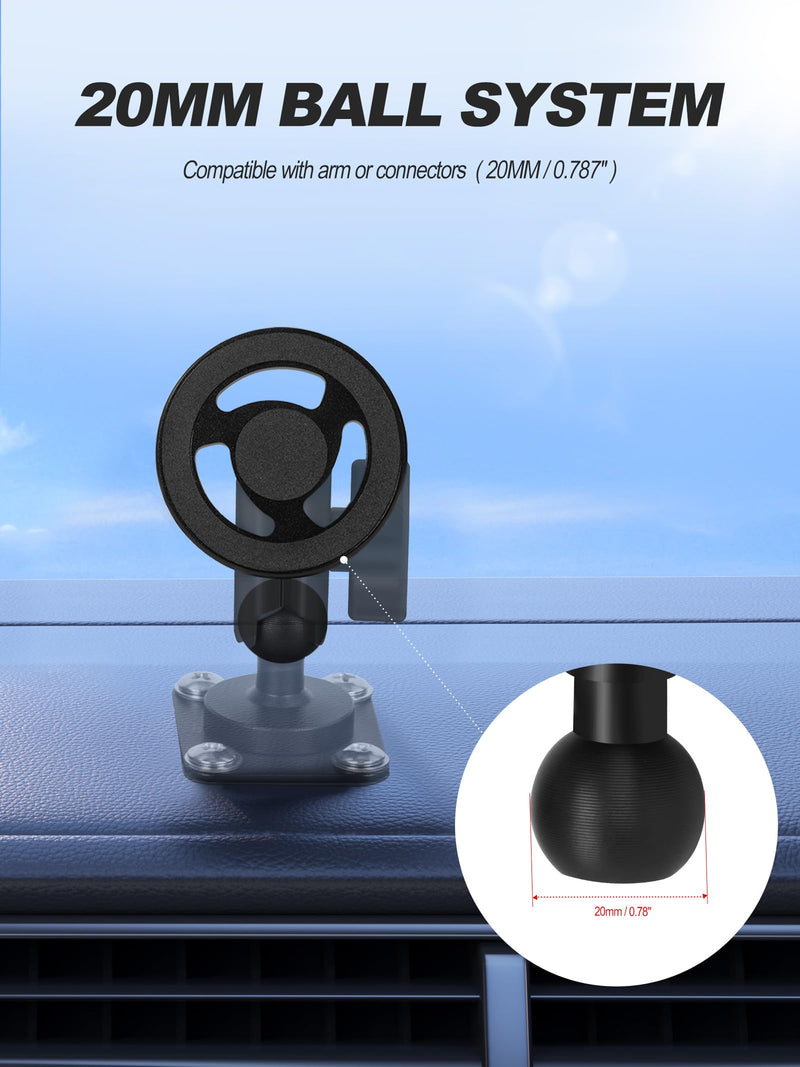 Nilkatss Double Socket Arm and Magnetic Dash Mount with 20mm（0.787 inches） Ball Components System