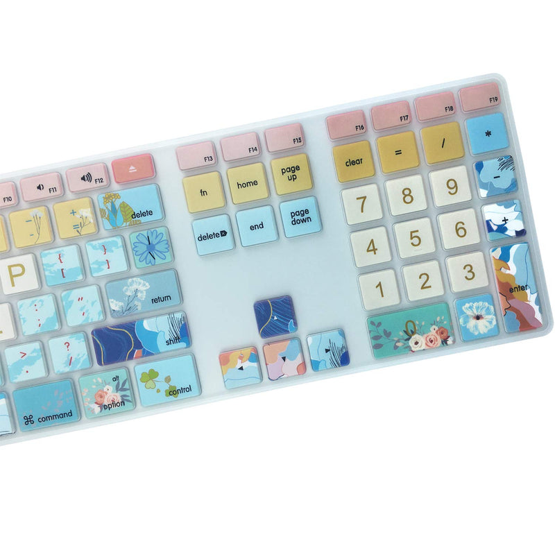 Silicone Keyboard Cover Skin for Apple iMac Keyboard with Numeric Keypad Wired USB MB110LL/B(Model: A1243), Cute Print, US Layout, Litter Flowers for Apple wired keyboard(Model: A1243)