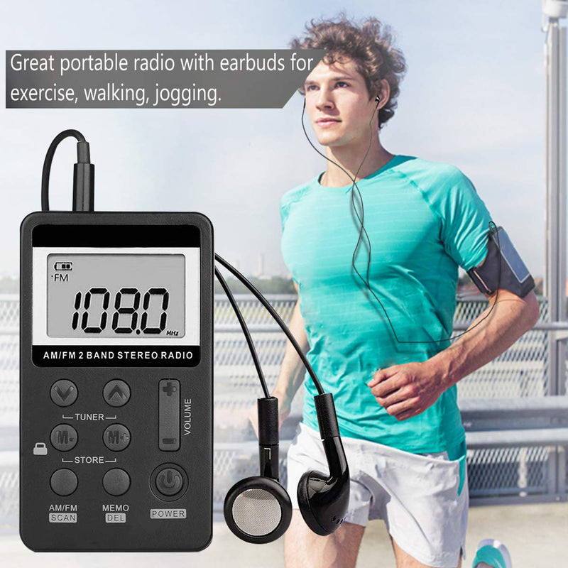 [AUSTRALIA] - Personal AM/FM Pocket Radio Portable VR-robot, Mini Digital Tuning Radio, with Rechargeable Battery, Earphone, Lock Screen for Walk/Jogging/Gym/Camping 