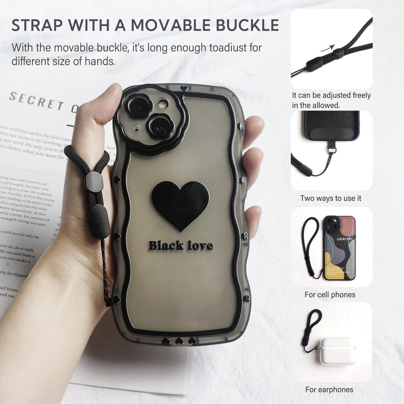 BFSD·DM Phone crossbody strap, 2× Pads,1× Leather Phone Strap,1× Phone Wrist Strap,1× Adjustable Finger Strap,Universal Crossbody Patch Phone Lanyards,Compatible with Most Smart, phone lanyard Gold/Black Adjustable