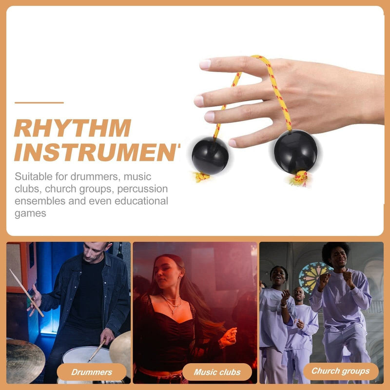 Aslatuas Rhythmic Ball Kashaka Instrument, 2 Pair ABS Kashaka Music Egg Shakers, Double Gourd, Easy to Play for Adults & Teenagers at Parties, Shows(Black) Black