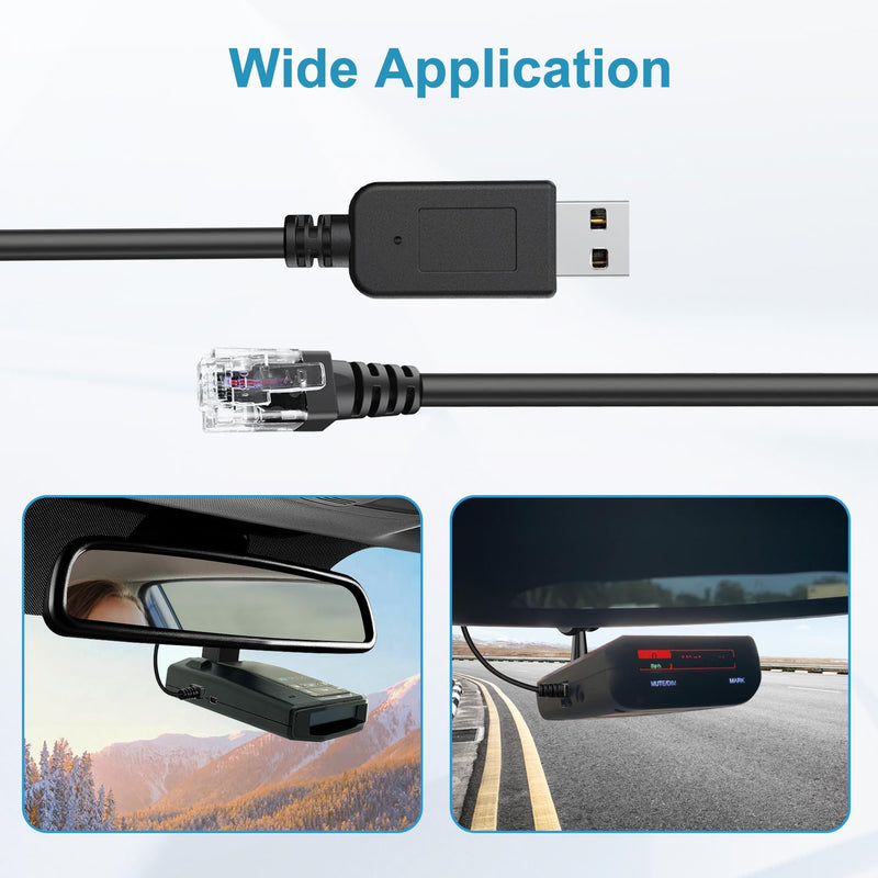 Radar Detector Cable, USB to RJ11 Plug Cable,Replacement Radar Detectors Power Cable for Escort MAX 360 Uniden R1 R3 R4 DFR8 DFR9 Passport 9500i Radenso XP Beltronics STI Radar Detector(RJ11-3.3ft) RJ11-3.3FT