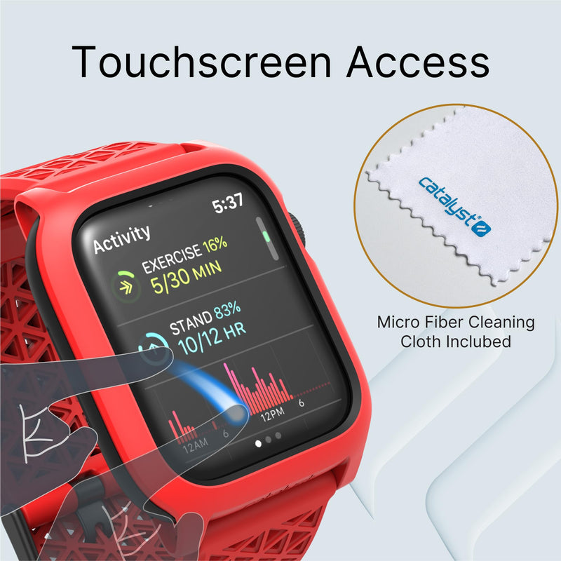 Designed for Apple Watch Series SE, 6, 5, and 4 (44mm) - Locking Edition Case With Sport Band - Drop Proof 9.9ft, Breathable, Rugged, Shock Proof Lava Red