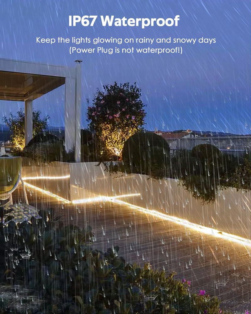 [AUSTRALIA] - 5M COB Led Strip Lights for Bedroom 16.4ft LED Rope Lights Outdoor Waterproof Warm White AC 110V ~120V Connectable Led Flexible COB Lights for Indoor Ceiling Kitchen Cabinet Closet 3000K 5M 