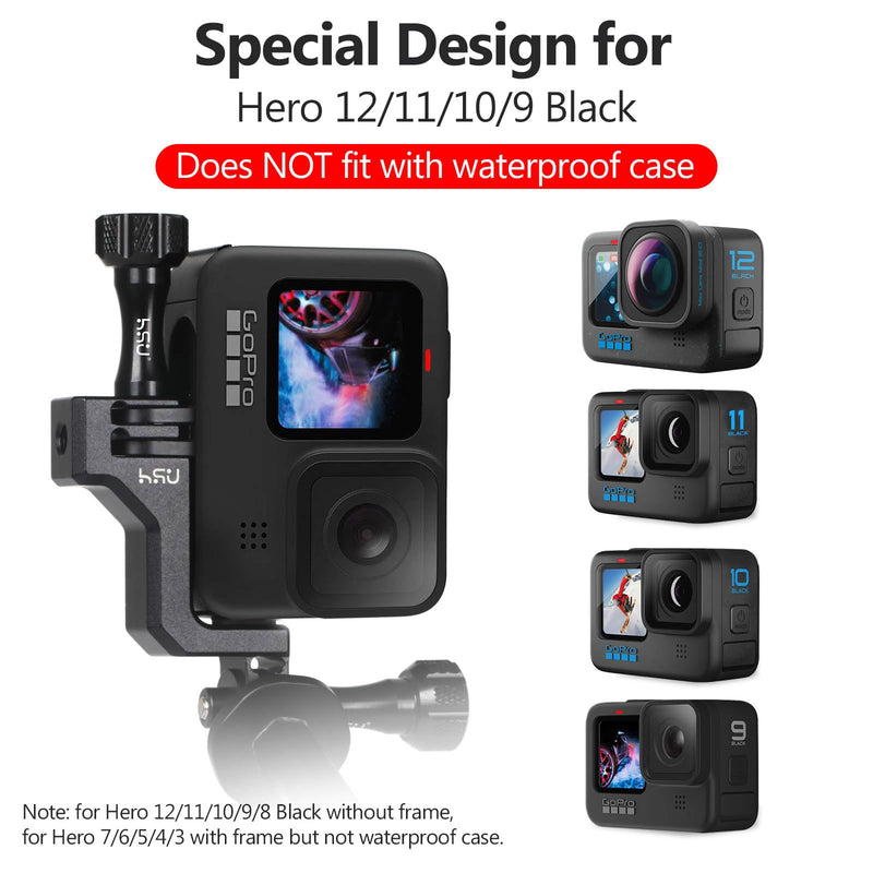HSU 90 Degree Aluminum Vertical Bracket Adapter Elbow Mount for GoPro Hero 13/12/ 11/10/ 9 Black