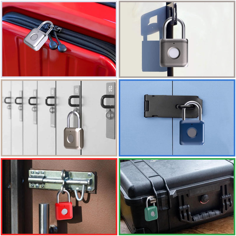 Pothunder Fingerprint Padlock, Smart Padlock, Locker Lock, Biometric Metal Keyless Fingerprint Lock, USB Rechargeable, for Gym Locker, Luggage, Backpack(Placer Gold) Placer Gold