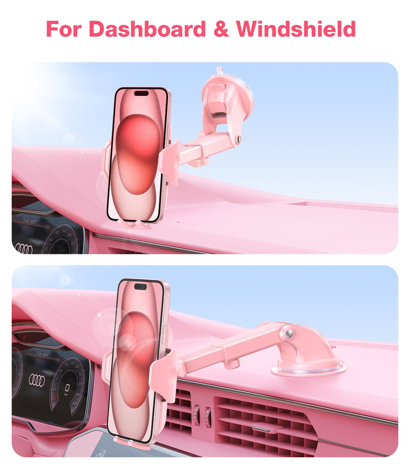 VICSEED [True Strongest Suction [Rally Racing-Grade Stability] Phone Holders for Your Car 2026 Upgraded Car Phone Holder Mount Truck Stand Cradle for iPhone Samsung All Phones, Pink