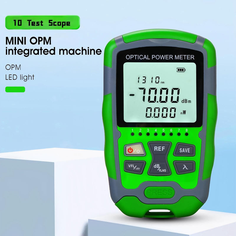 [AUSTRALIA] - Dry Cell A-M70 OPM Portable Fiber Optic Power Meter Integrated Machine 50 (FC/SC/ST) & RJ45 Network Test Portable Fiber Optic Tester ‑70 to +10 1pc FC to LC Adapter 