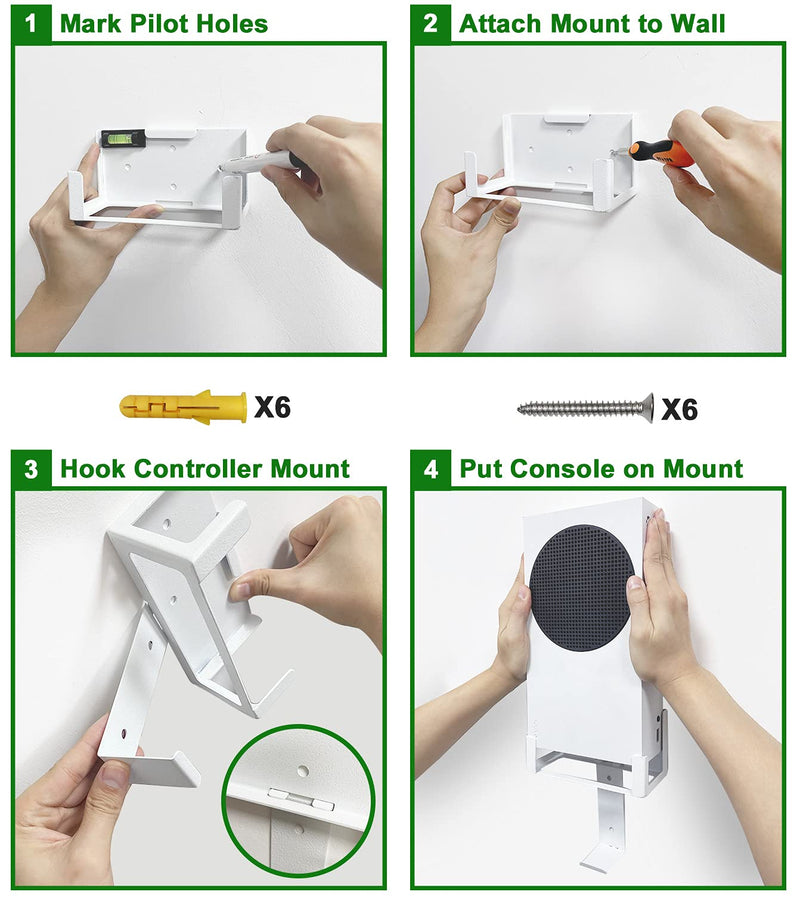 [AUSTRALIA] - Wall Mount for Xbox Series S (Mount The Console & Accessories on Wall Near or Behind TV Left/Right), Wall Shelf Bracket Kit for XSS System 