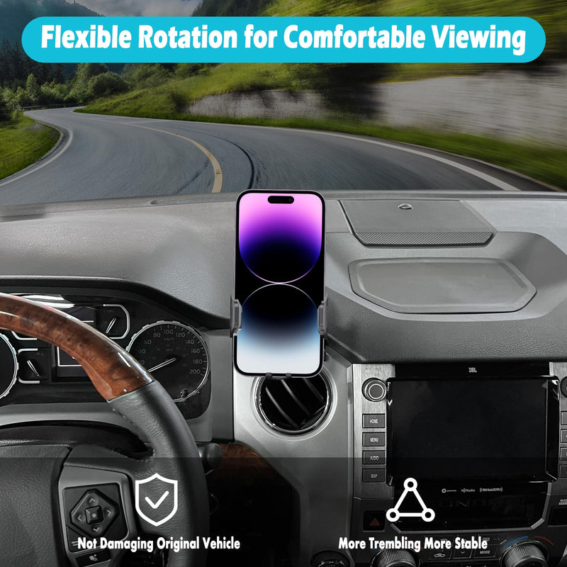 Car Phone Holder Fits for Toyota Tundra 2014-2021 Accessories,Thick Cases Friendly,Cell Phone Mount for 4.7-7 in Phones,360 Degree Rotation,Easy to Install