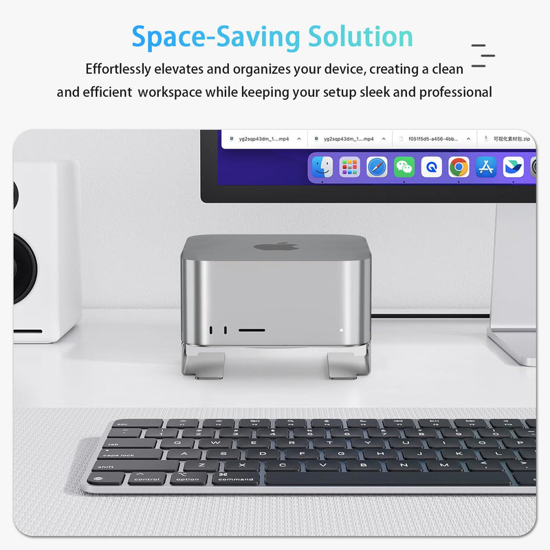 IFCASE Aluminum Desktop Mount Stand for Mac Studio, Silver | Improved Cooling, Desk Organization