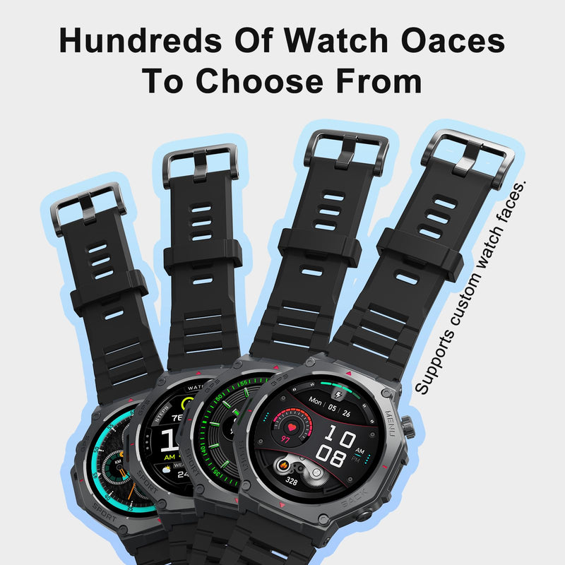 Military Smart Watch for Men Women,1.5" HD Touchscreen Rugged Fitness Tracker Smartwatch, Bluetooth Dual-mode GPS,3ATM Waterproof,170+ Sport Modes with Heart Rate/Sleep Monitor Watch for Android/ios