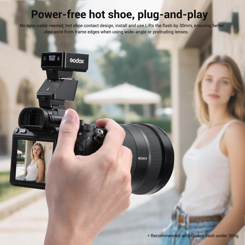 Godox TR-S TTL Camera Flash Hot Shoe Riser for Sony, Compatible with Godox iT30Pro iT20 iT22 IM20 IM22 IM30, 0-90° Tilting Head for Soft Bounce Light and Direct Flash Godox TR-S