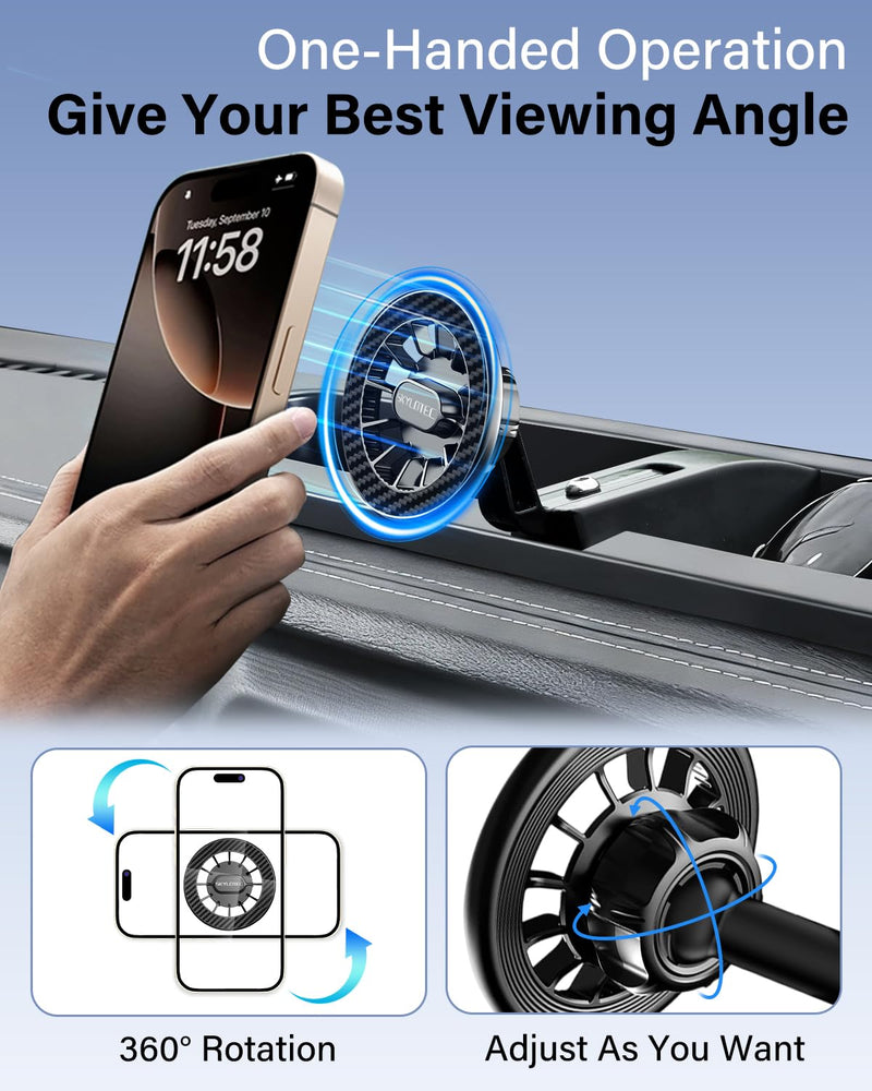 SKYLOTEC Magnetic Phone Mount for Jeep Wrangler JK JKU 2011-2018 | for MagSafe Cell Phone Holder for Wrangler Accessories Dashboard Mount Dash Tray, Car Cradles Magnets for iPhone Samsung Wrangler JK JKU 2011–2018