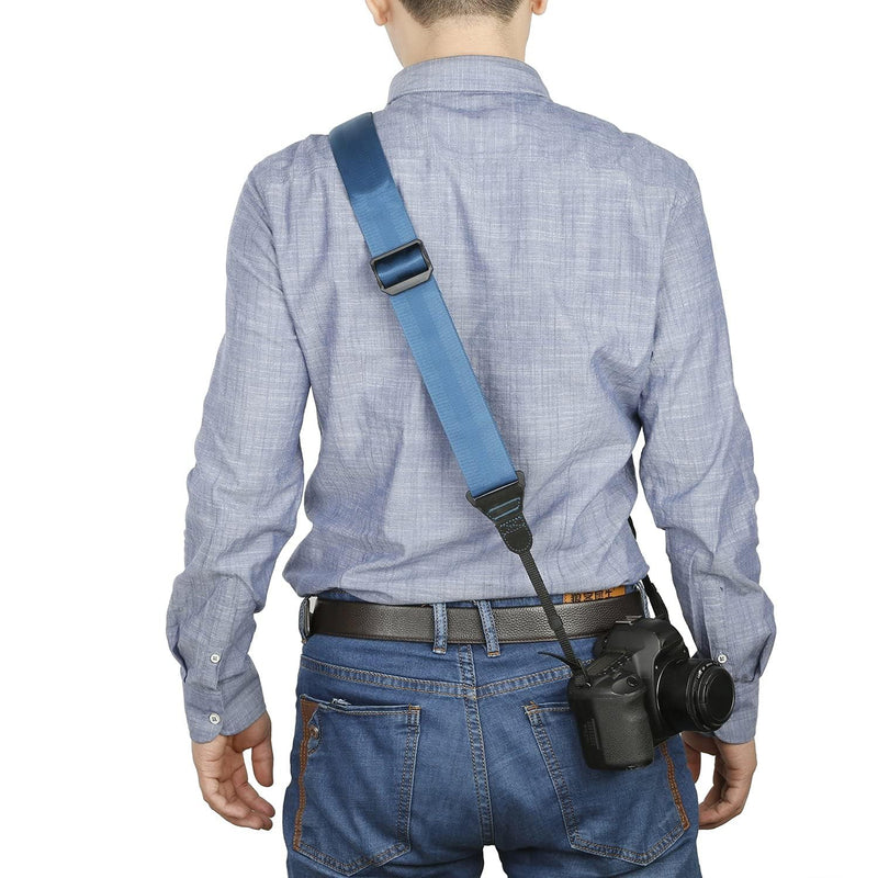 Movo NS-200 Nylon-Webbed Camera Strap with Gel Shoulder Strap for DSLR's and Binoculars Cyan
