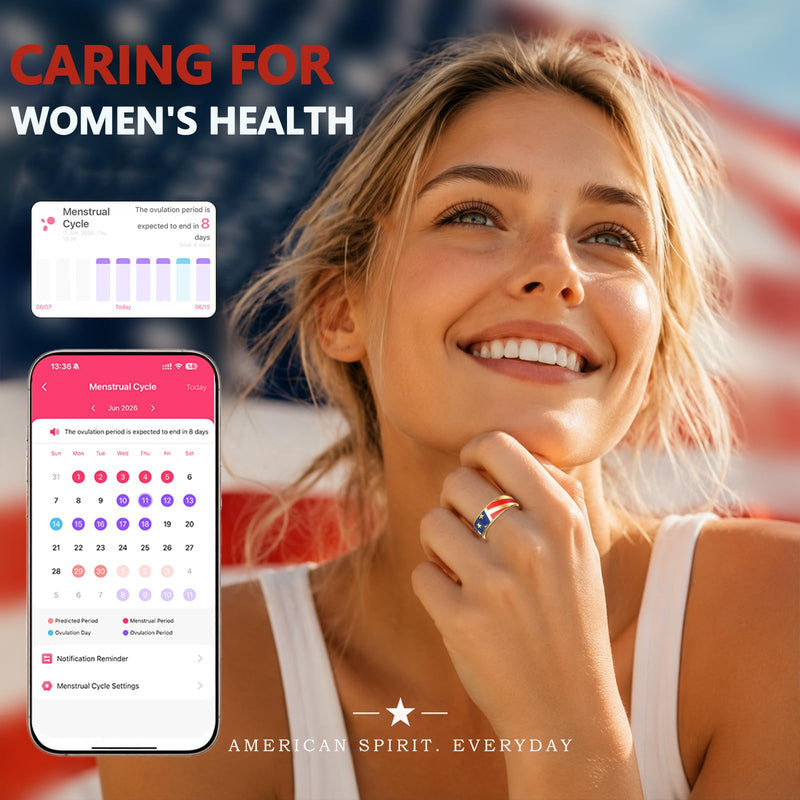 Smart Ring for Women, Health Fitness Trackers Ring | 5ATM & No Subscription Fee, Sleep, Heart Rate, Women's Health, Stress Monitoring, iOS & Android Gold 8