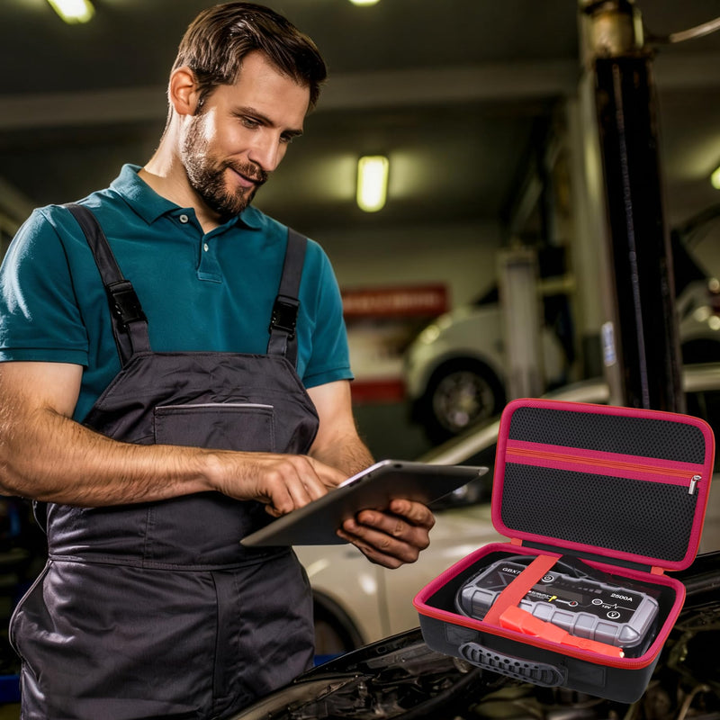 [AUSTRALIA] - Protection Storage Case Compatible with NOCO Boost GB70 / X GBX75 UltraSafe Jump Starter Lithium Battery Booster Pack and Accessories（Black Case + Red Zipper）-Flaxune 