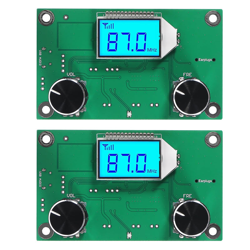 2 Pieces Digital FM Receiver Module, Radio Receiver Module Digital Stereo Board LCD Display DSP PLL 76.0MHz-108.0MHz