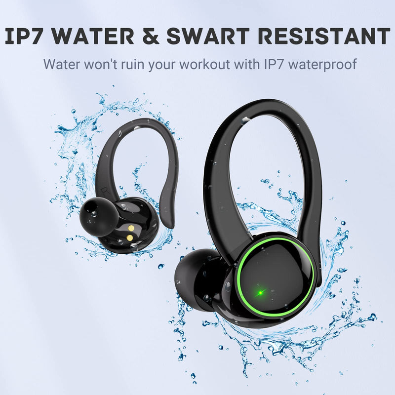 for Samsung Galaxy S23 S4 S25+ Ultra Bluetooth 5.3 Headphones 3D Stereo with Earhook, 40H Touch Control Over Ear Headphones, IP7 Waterproof Earphones Built-in Mic for Running Workout Sport