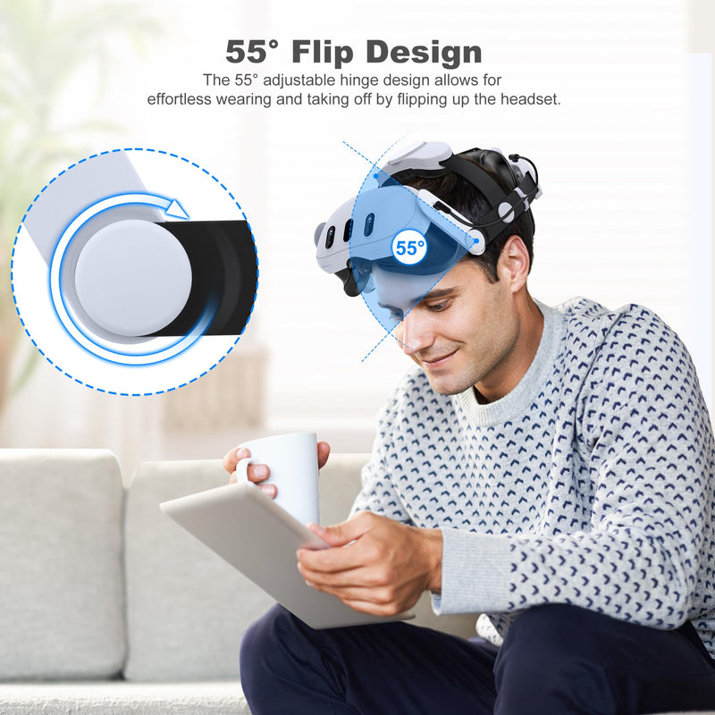 Head Strap for Meta Quest 3/3S/2, Adjustable Elite Strap with 7500mAh Detachable & Hot-Swappable Battery, Enhanced Support & Comfort, VR Headset Strap for Oculus, Extends 3–4H Playtime Head Strap - 1x7500mAh Battery MQ2000 Series-Plug-In Battery