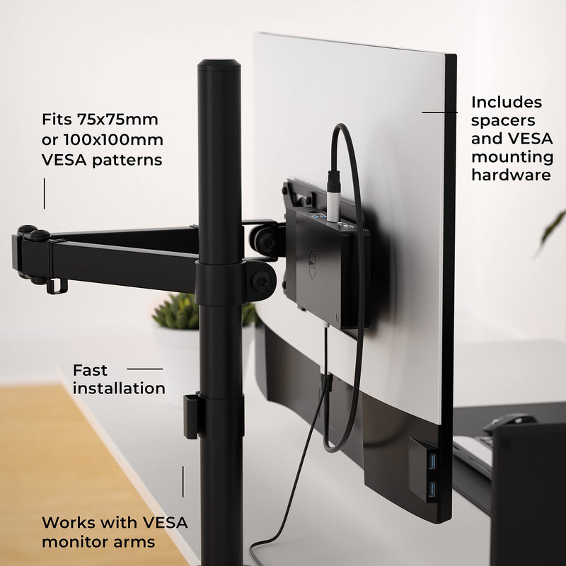 HumanCentric Monitor Arm VESA Mount Extension for Dell Docking Station | Fits WD19, WD19TB, WD19DC, WD15, Adapter for Dell Docking Station Arm Bracket, Compare MK15 Mount Kit, Extension Compatible