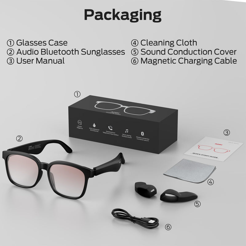 Oraolo Smart Glasses, Polarized Sunglasses with Bluetooth Speaker, Brown | Wireless Music & Calls, UV Protection, and Voice Control, Long-Lasting Battery Ideal for Athletic and Outdoor Use.