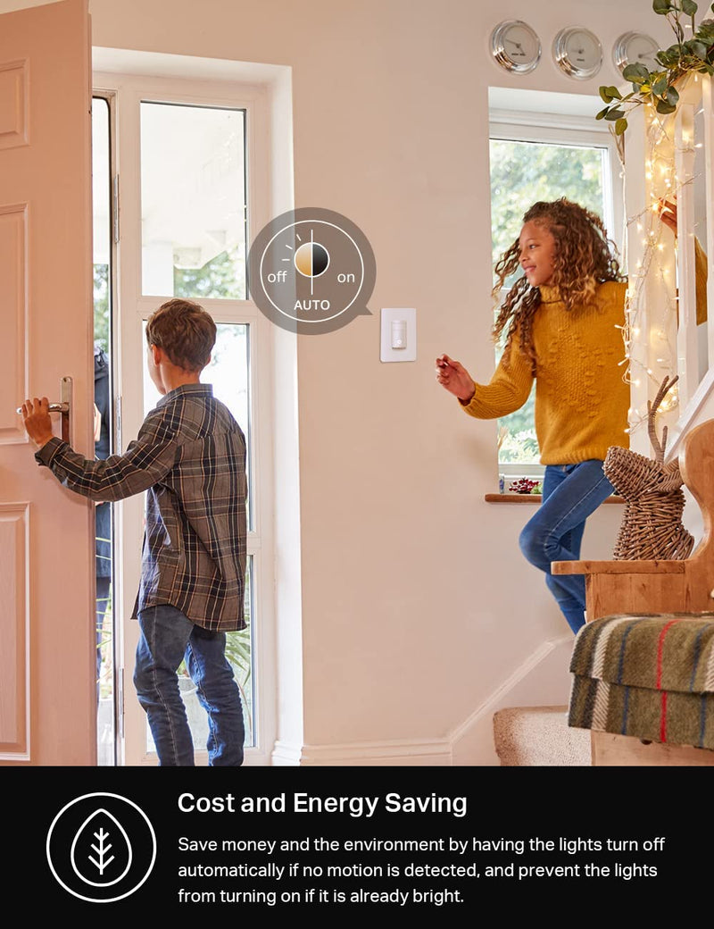 [AUSTRALIA] - Kasa Smart Motion Sensor Switch, Single Pole, Needs Neutral Wire, 2.4GHz Wi-Fi Light Switch, Works with Alexa & Google Assistant, UL Certified, No Hub Required(KS200MP2),White,2-Pack 2-Pack 