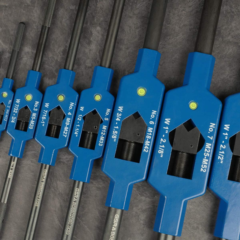 GSR Steel Tap Wrench with Center Eye | Size 2 (M4-M12) | Adjustable Tap Holder with Square Shank | Stainless Steel | Burnished Handles | Hand Tap Tool Holder ‎Nr. 2 | M4- M12 | BSW 5/32-1/2 | BSP G1/8