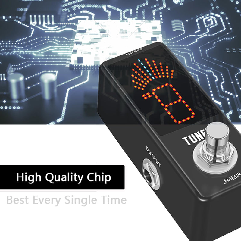 [AUSTRALIA] - Deluxe Chromatic Tuner Pedal,Large Screen High Precision ±0.1% Accuracy,Display Leads Clear Results of Tuning for Electric Guitar and Bass Deluxe Tune Black 