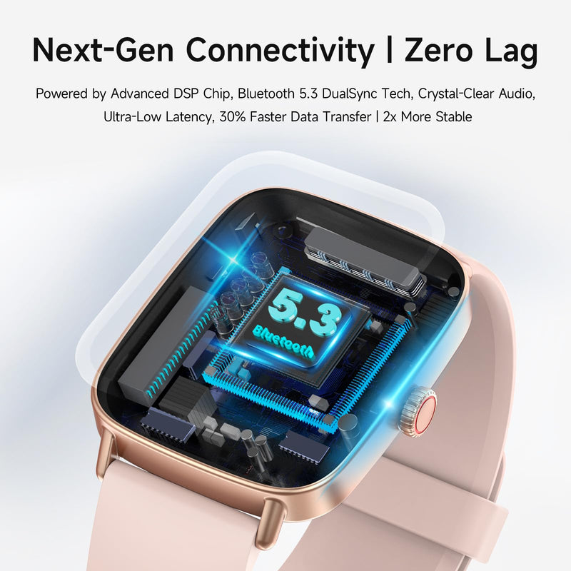 Smart Watch for Women, 1.85" HD Smartwatch Compatible iPhone/Samsung/Android (Answer/Make Calls), 100+ Sport Modes Fitness Tracker with Heart Rate/Sleep/SpO2 Monitor, IP68 Waterproof, with 2 Bands Rose Gold/ 2 Band