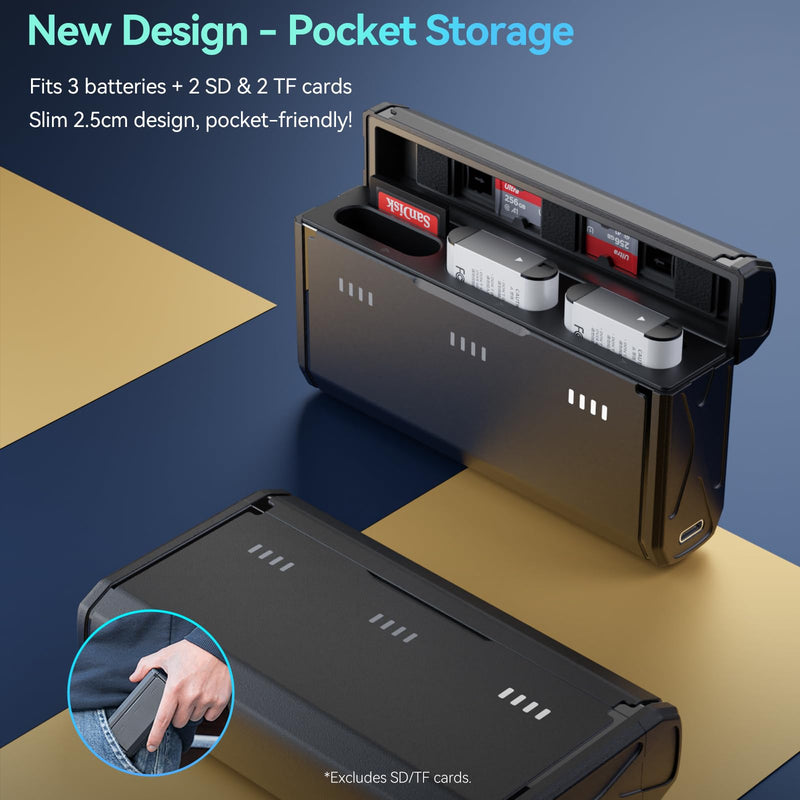 TELESIN 2 Pack NP-BX1 Battery and 3-Channel Battery Charger for Sony NP-BX1/M8, ZV-1, ZV-1 II, Cyber-Shot DSC-HX80, HX90V, HX95, HX99, RX1, RX1R II, RX100 (II/III/IV/V/VA/VI/VII), FDR-X3000, HDR-AS50