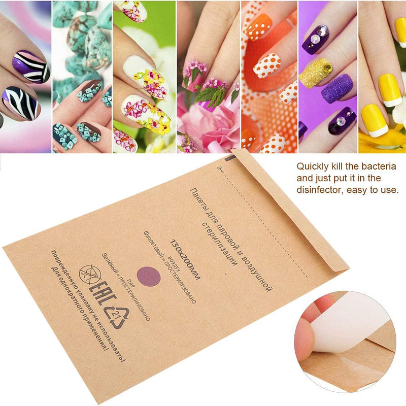 [AUSTRALIA] - Brrnoo Disposable Sterilisation Bags, 75 x 150 mm Self-Adhesive Sterilising Bag, Sterilisation Bag, Disinfectant Bag for Cosmetics, Nail Tools, Accessories for Disinfectant Machine, Pack of 100 brown 