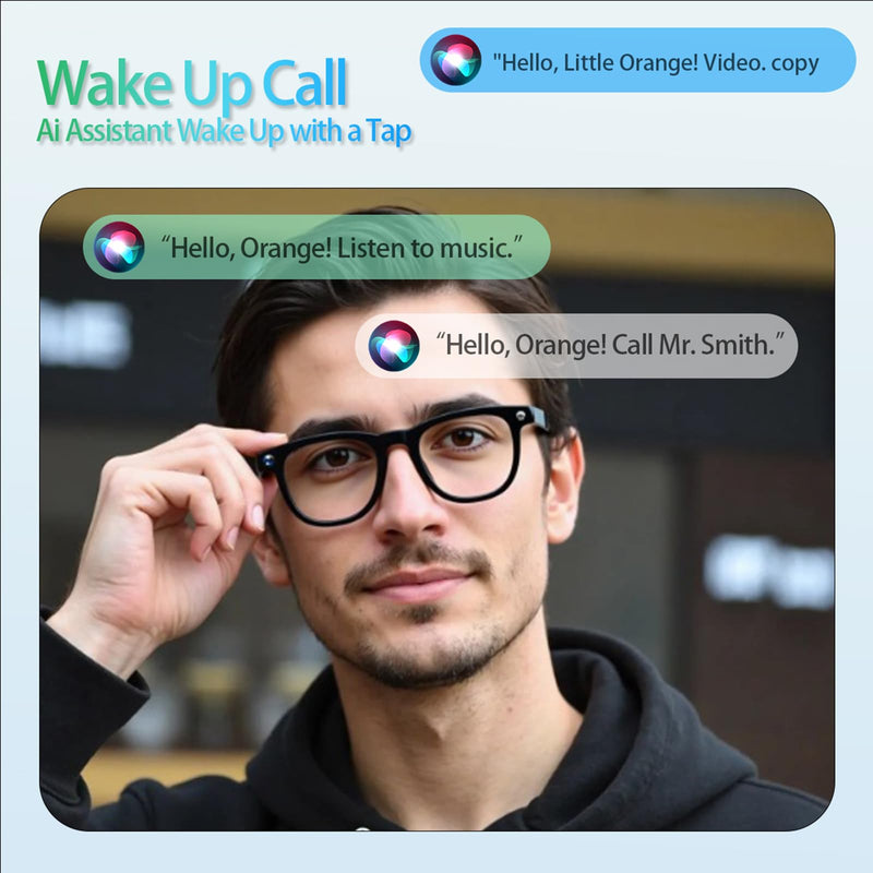AI Smart Glasses with Camera, 4K Photos & 1080P Video,Real-Time Translation, Bluetooth 5.3, Assistant Conversation, Suitable for Vlogging,Cycling, Hiking Travel, Business Black