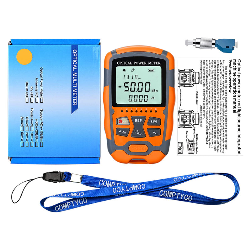 [AUSTRALIA] - Fiber Optic Tester Portable Fiber Light Power Meter -50~26dBm, SC/FC/ST Universal Interface Built-in 10Km Fault Detector with FC to LC Adapter 1PC M50 & 10Km 1PC 