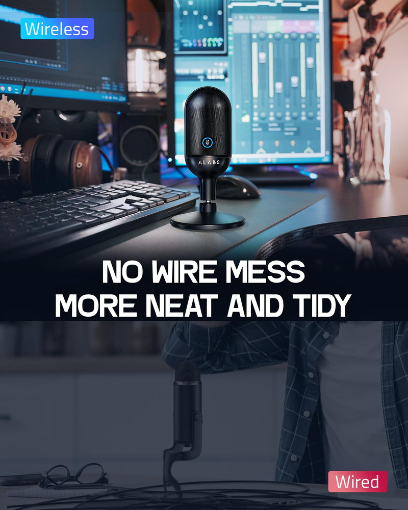 USB Wireless Cardioid Condenser Microphone for Podcast,Gaming and Home Office,100ft Signal Transmission Distance,Streaming Mic with LED Quick Mute Indicator and Noise Cancelling for PC,Mac