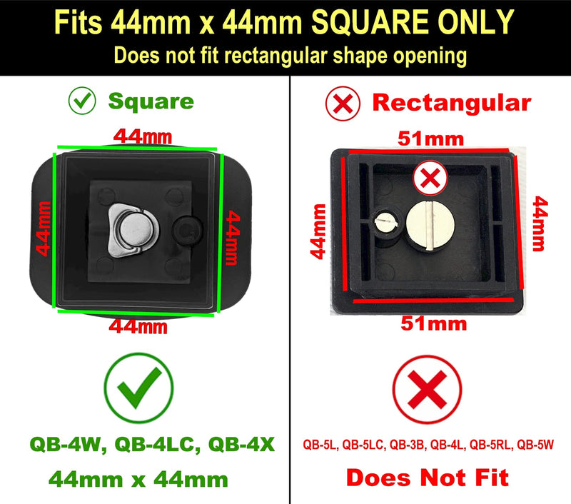 44mm Tripod Quick Release Plate Camera Mounting Adapter Parts Replacement for Certain Ambico, Velbon, Vista Explorer 60”, Sony, Sunpak, Ravelli Tripod Mount Attachment Baseplate QB-4W